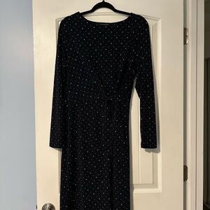 Banana Republic Navy Polka Dot Long Sleeve Dress